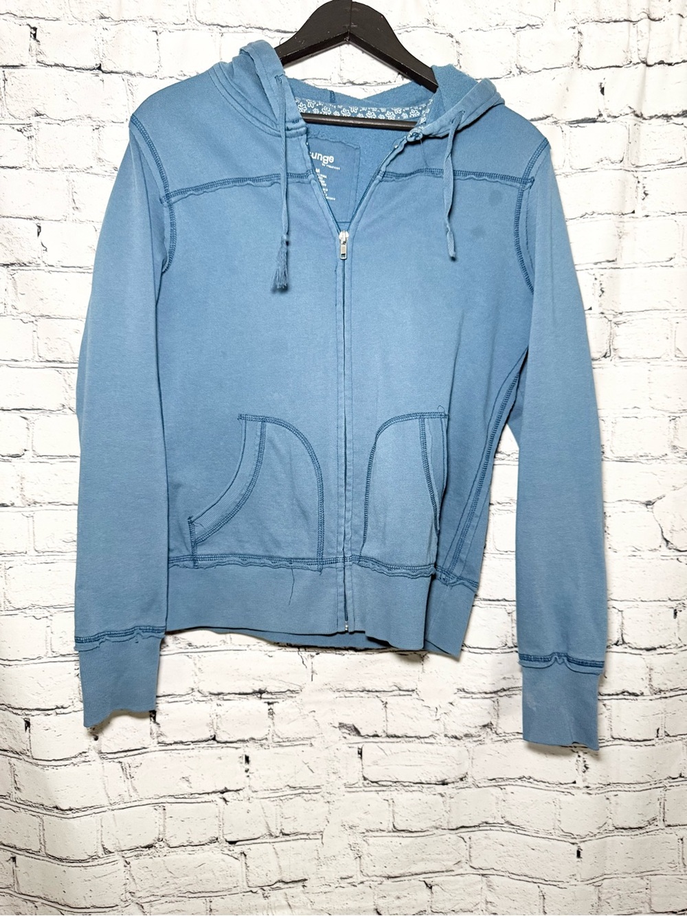 Light Blue Zip-Up Hoodie. Size M